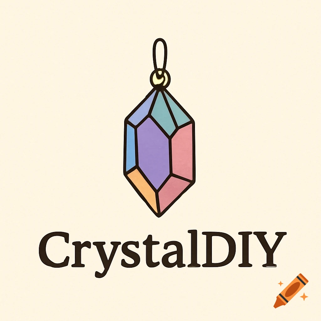 A logo featuring a colorful crystal pendant above the text CrystalDIY.