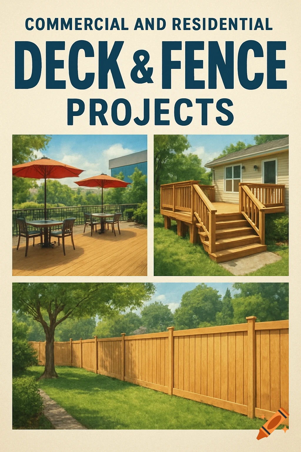 Poster showing different deck and fence projects