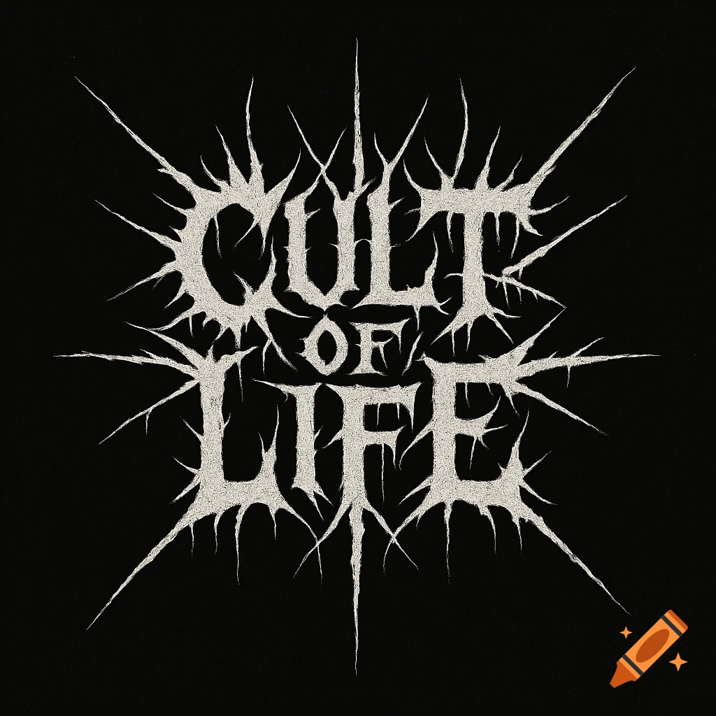 Black metal style logo with jagged white text reading CULT OF LIFE on a black background.