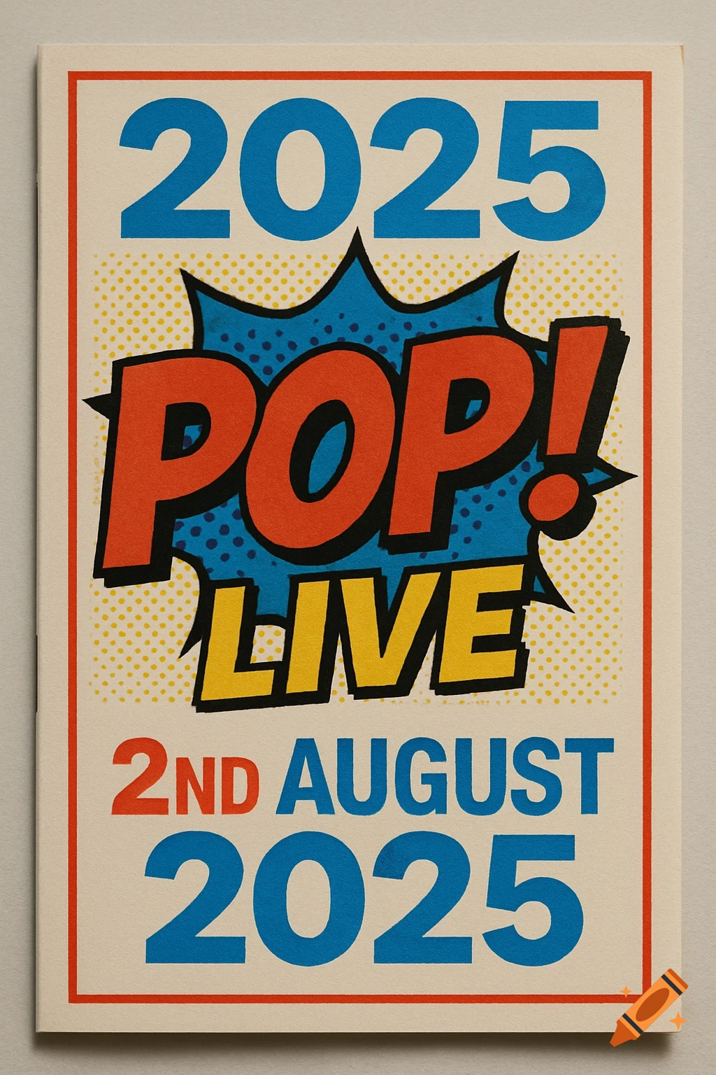 Pop art style poster for POP! LIVE music event in 2025 on