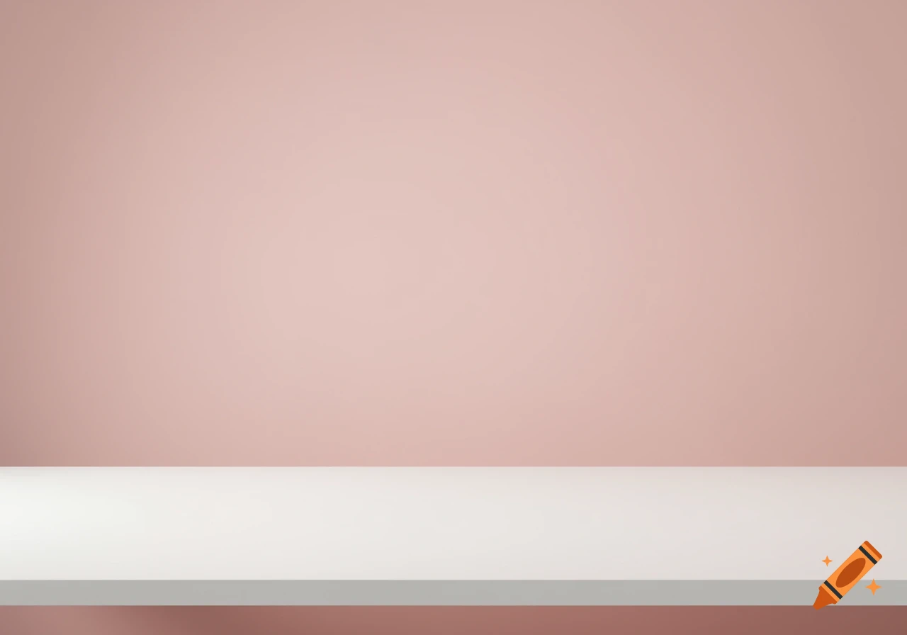 White table against a pink background