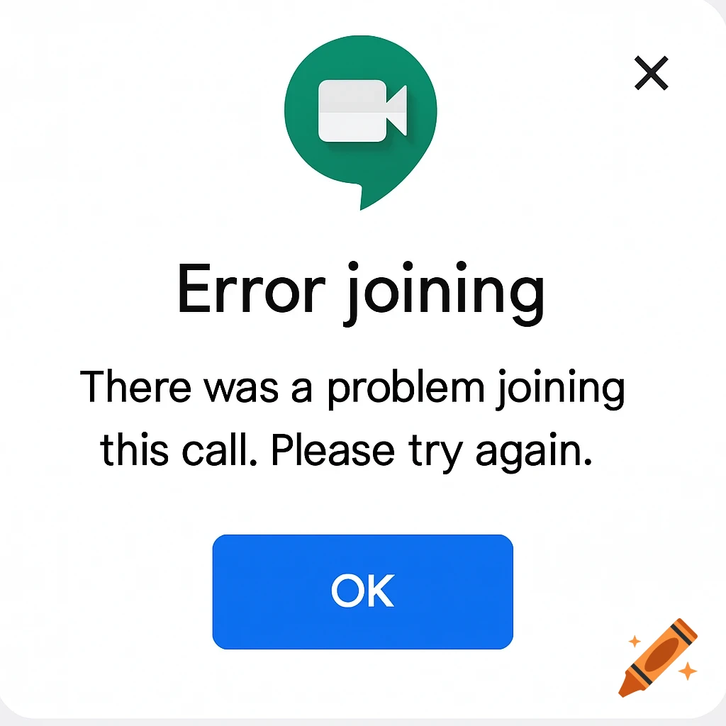 Google Meet error message screenshot