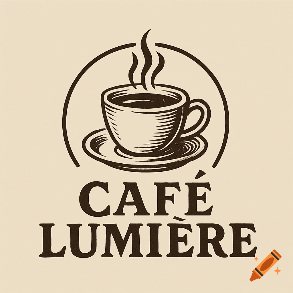 Logo with a coffee cup illustration and the text CAFÉ LUMIÈRE