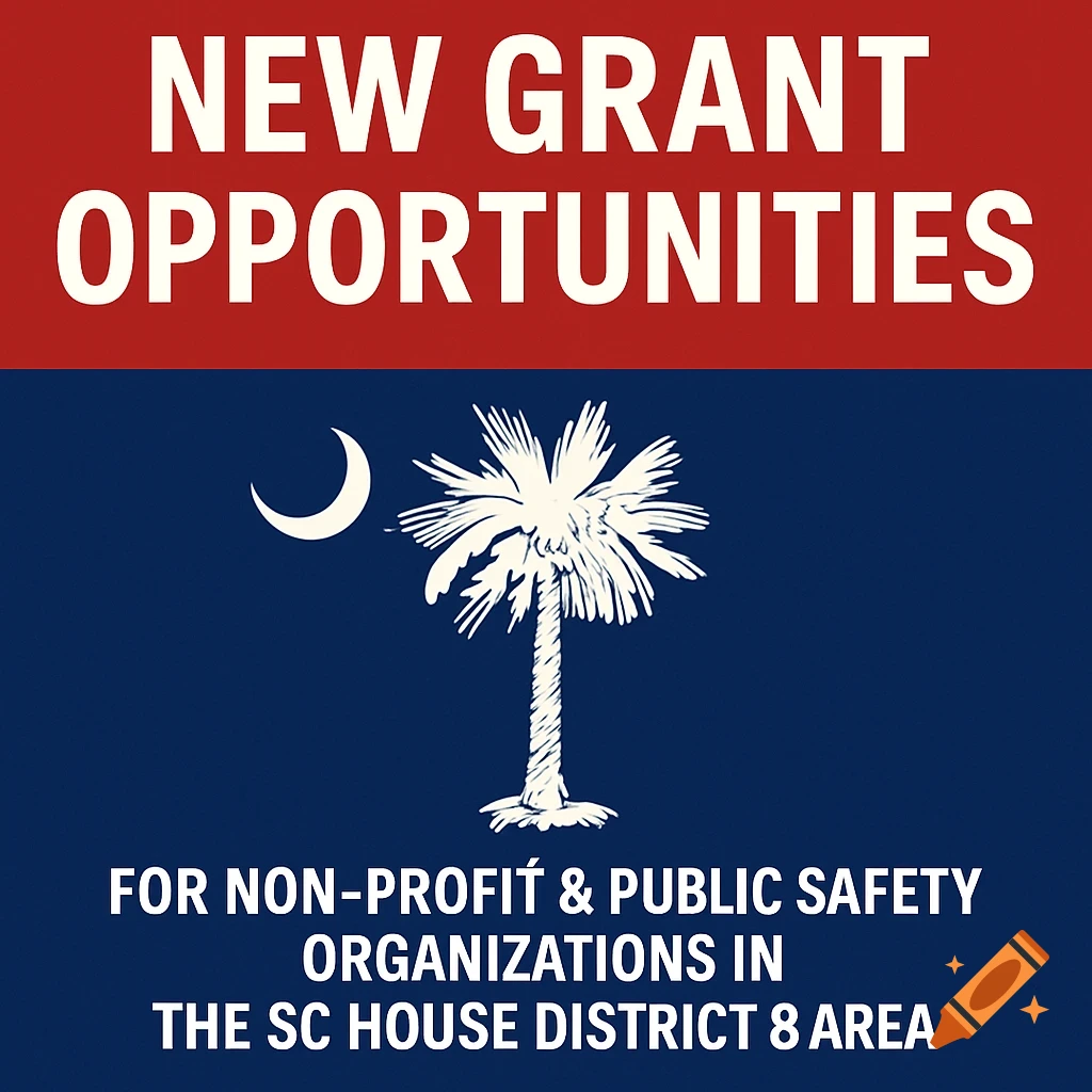 Graphic with South Carolina logo advertising new grant opportunities.