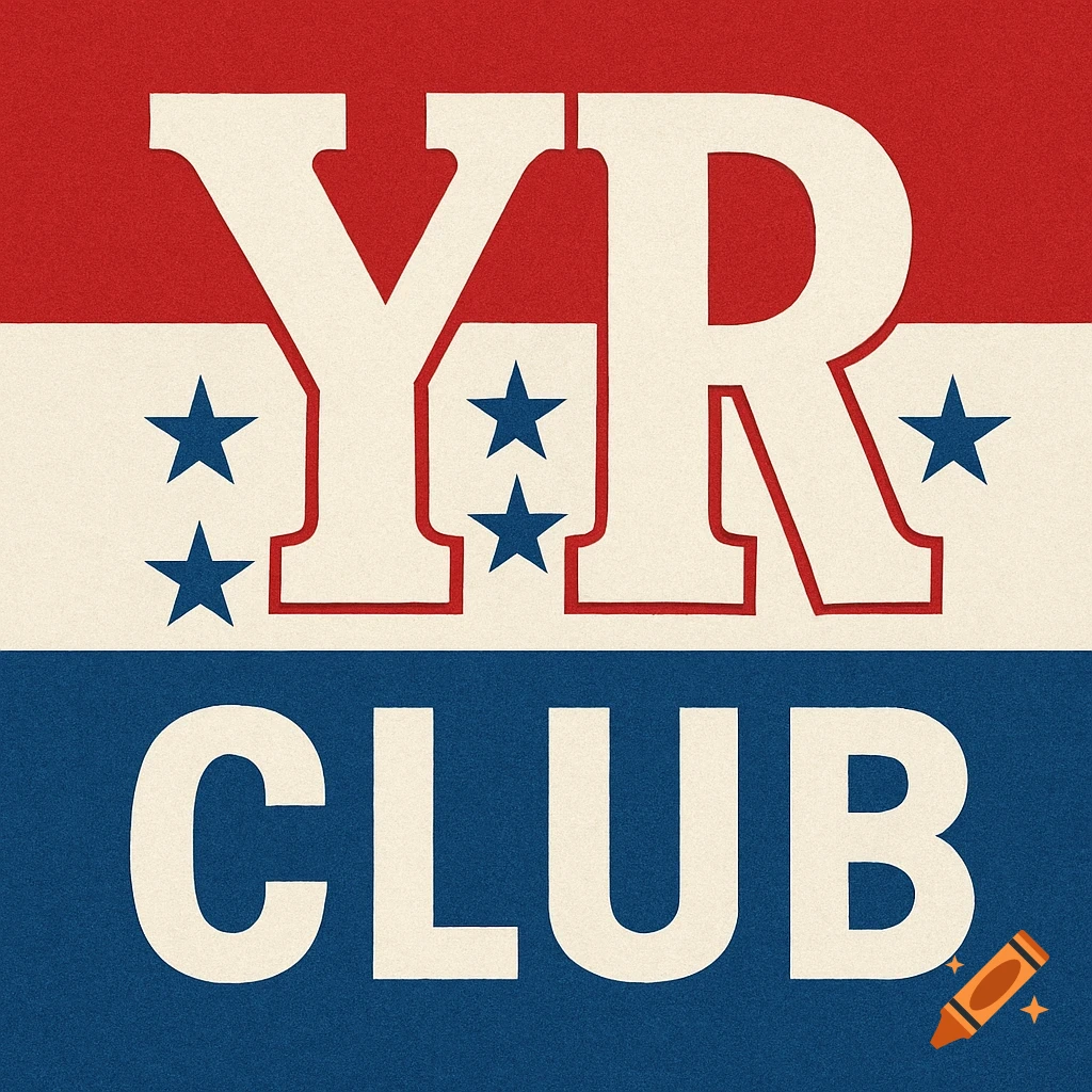 Logo graphic with YR symbol and stars over the word CLUB in patriotic red, white, and blue colors.