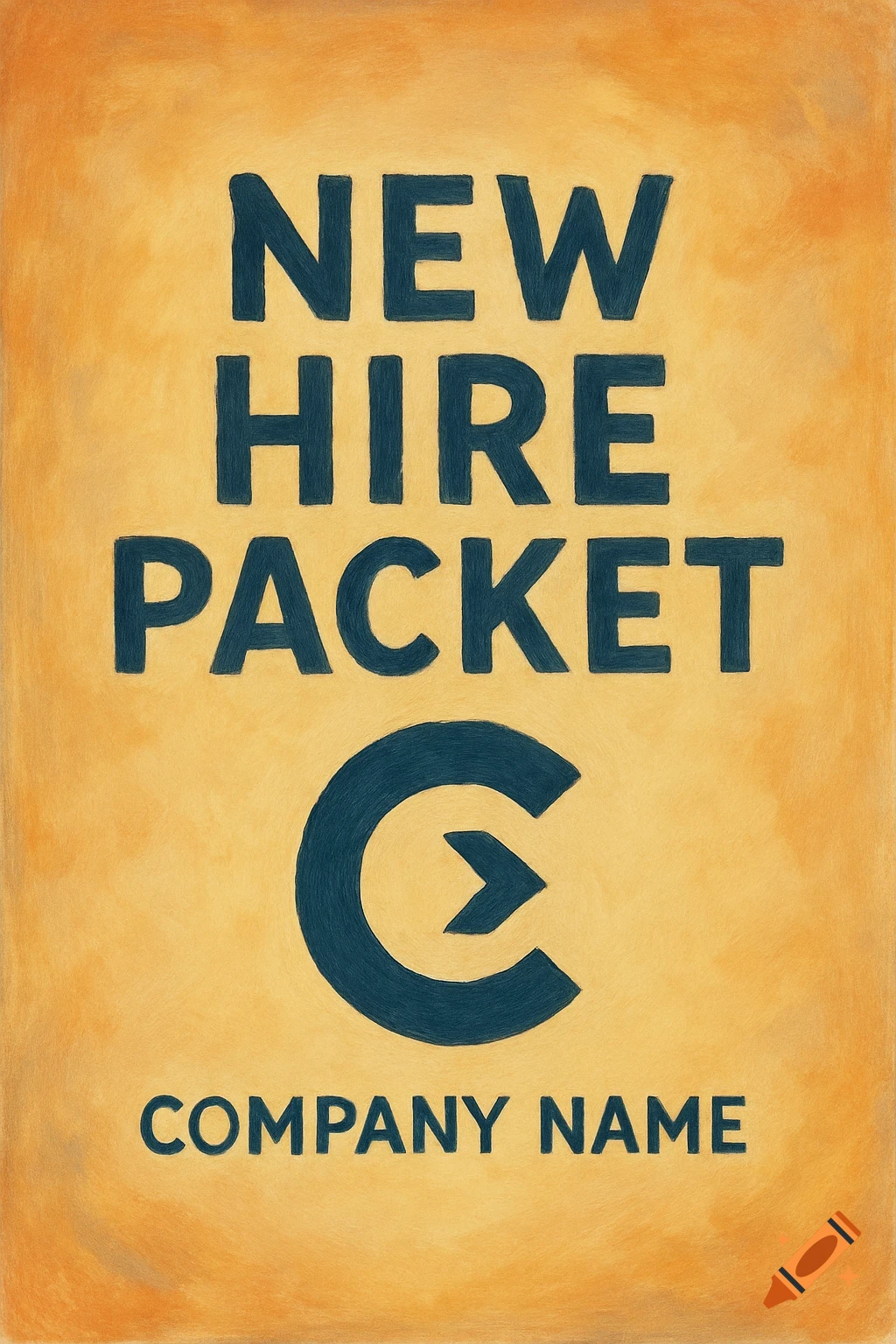 New Hire Packet cover with a logo and text, on a yellow textured background