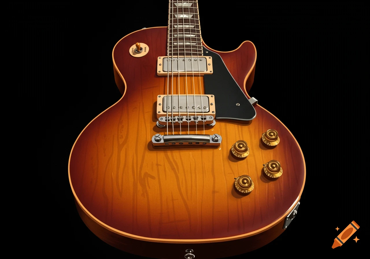 Close-up of a sunburst electric guitar