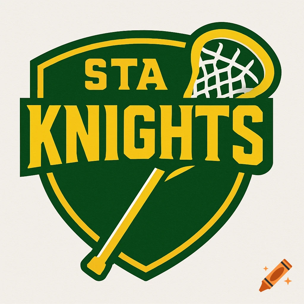 Green and yellow shield logo with STA KNIGHTS text and a lacrosse stick
