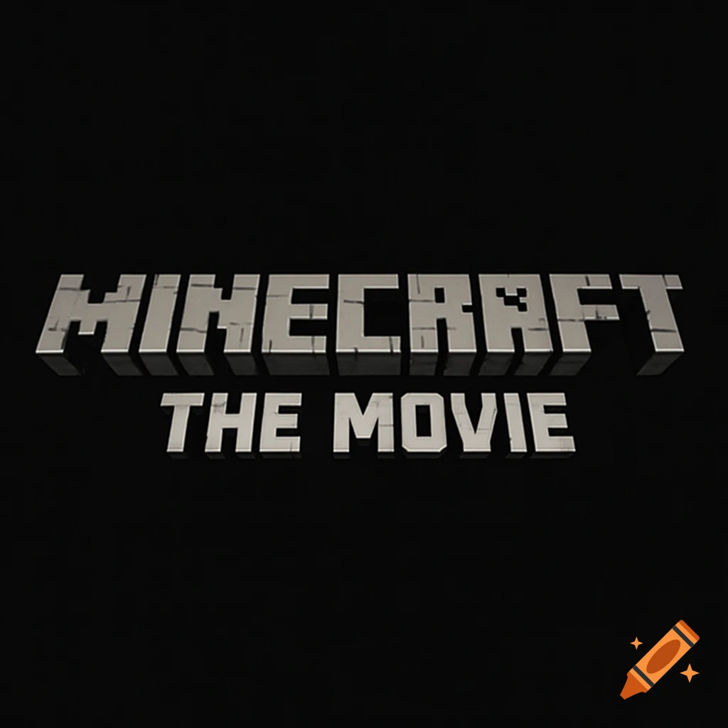 A logo for Minecraft The Movie with blocky metallic text.