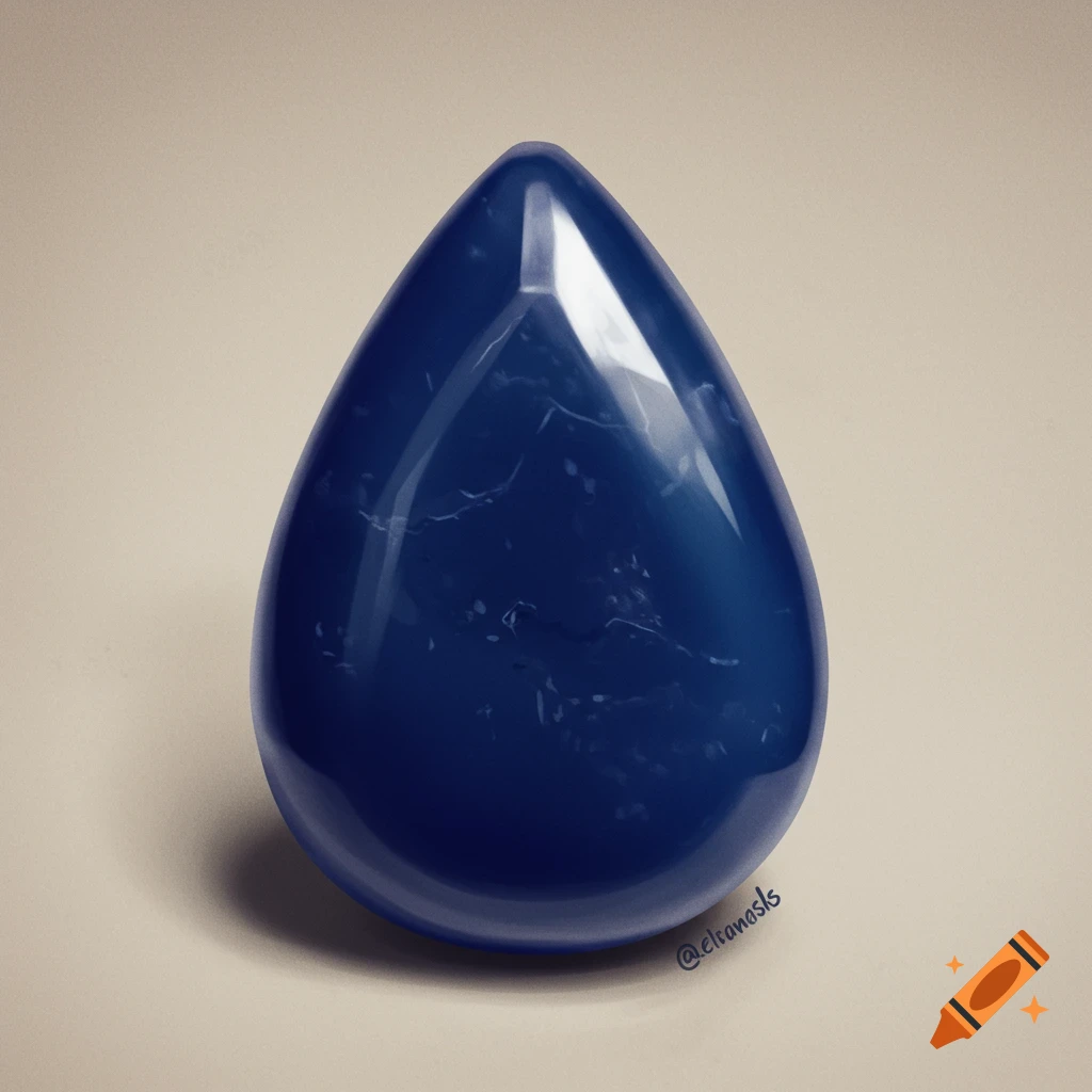 A polished deep blue teardrop-shaped gemstone.