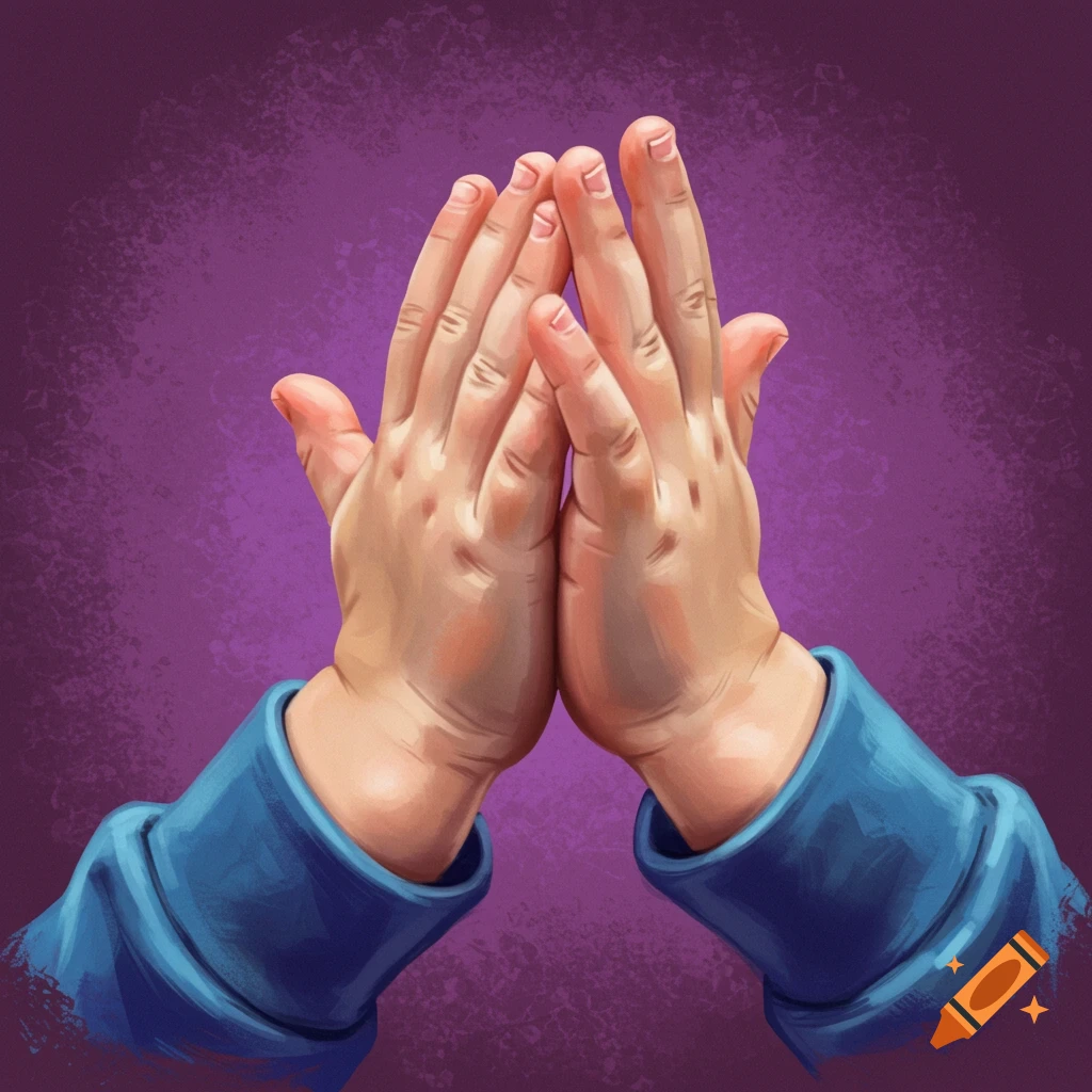 Close-up illustration of two child hands with fingers slightly interlocked against a purple background.