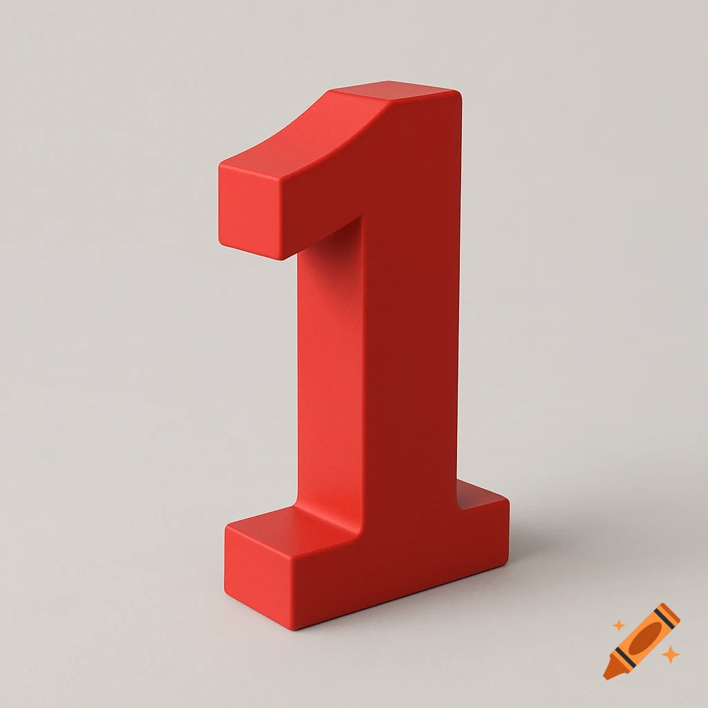 A red 3D number one.