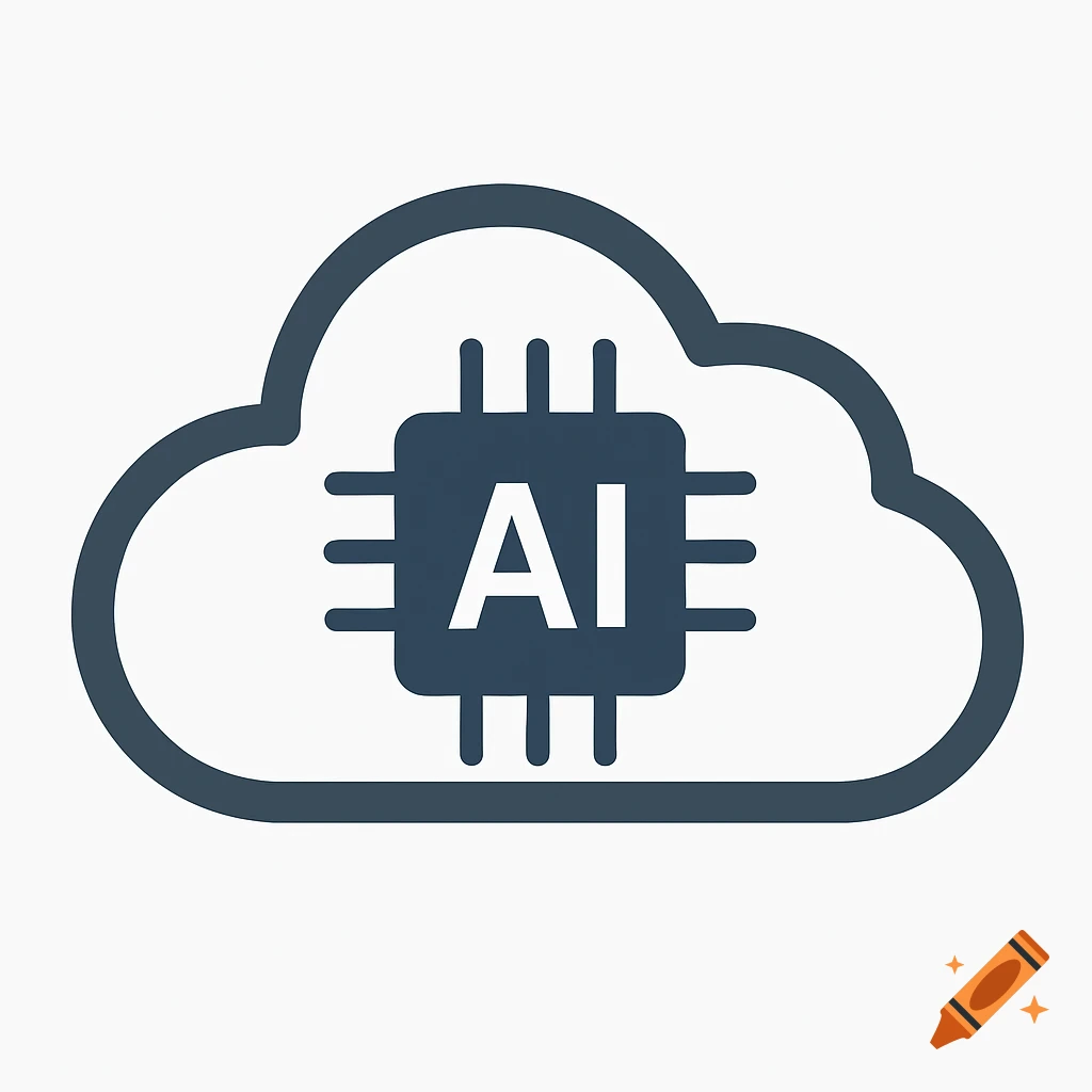 An icon of a cloud with a computer chip inside labeled "AI".