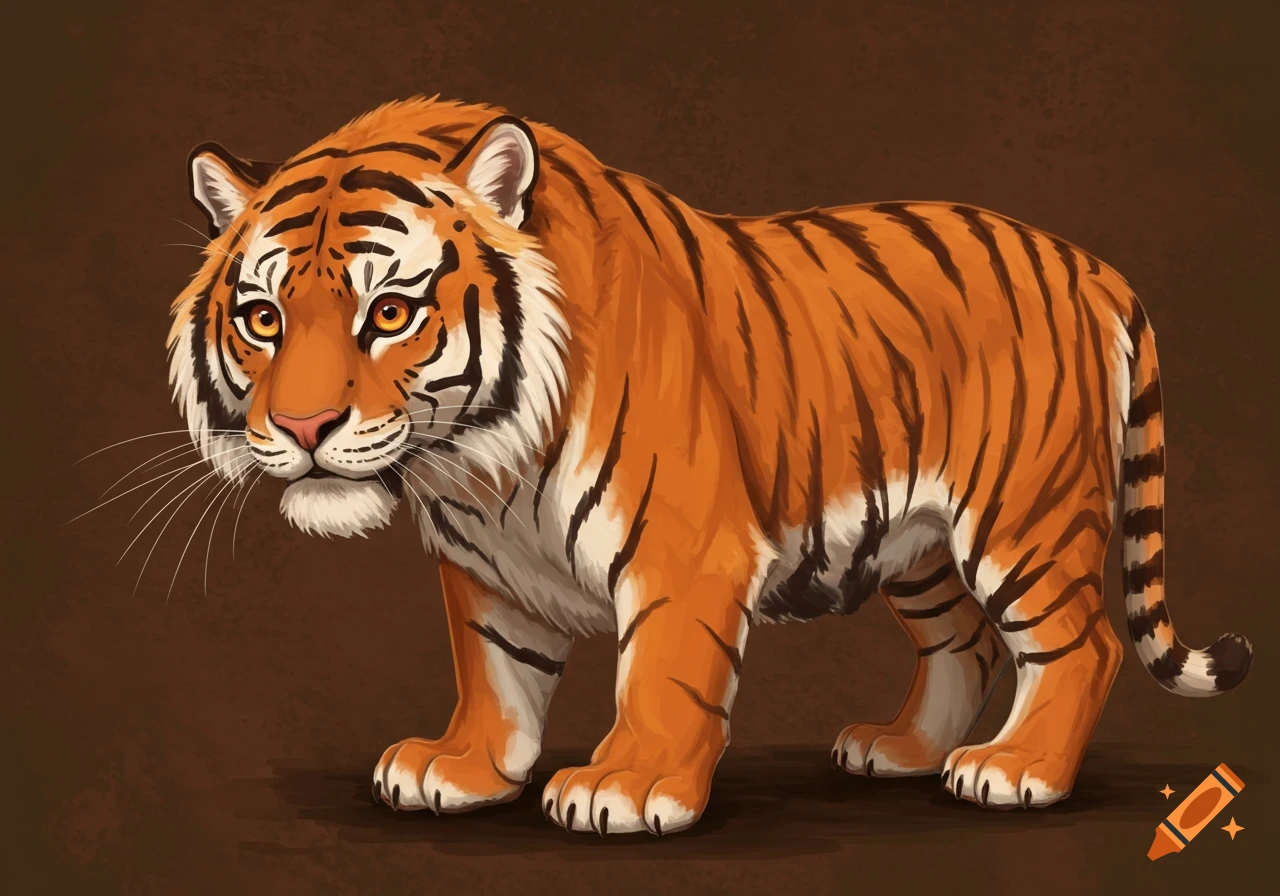 A digital illustration of a tiger standing.