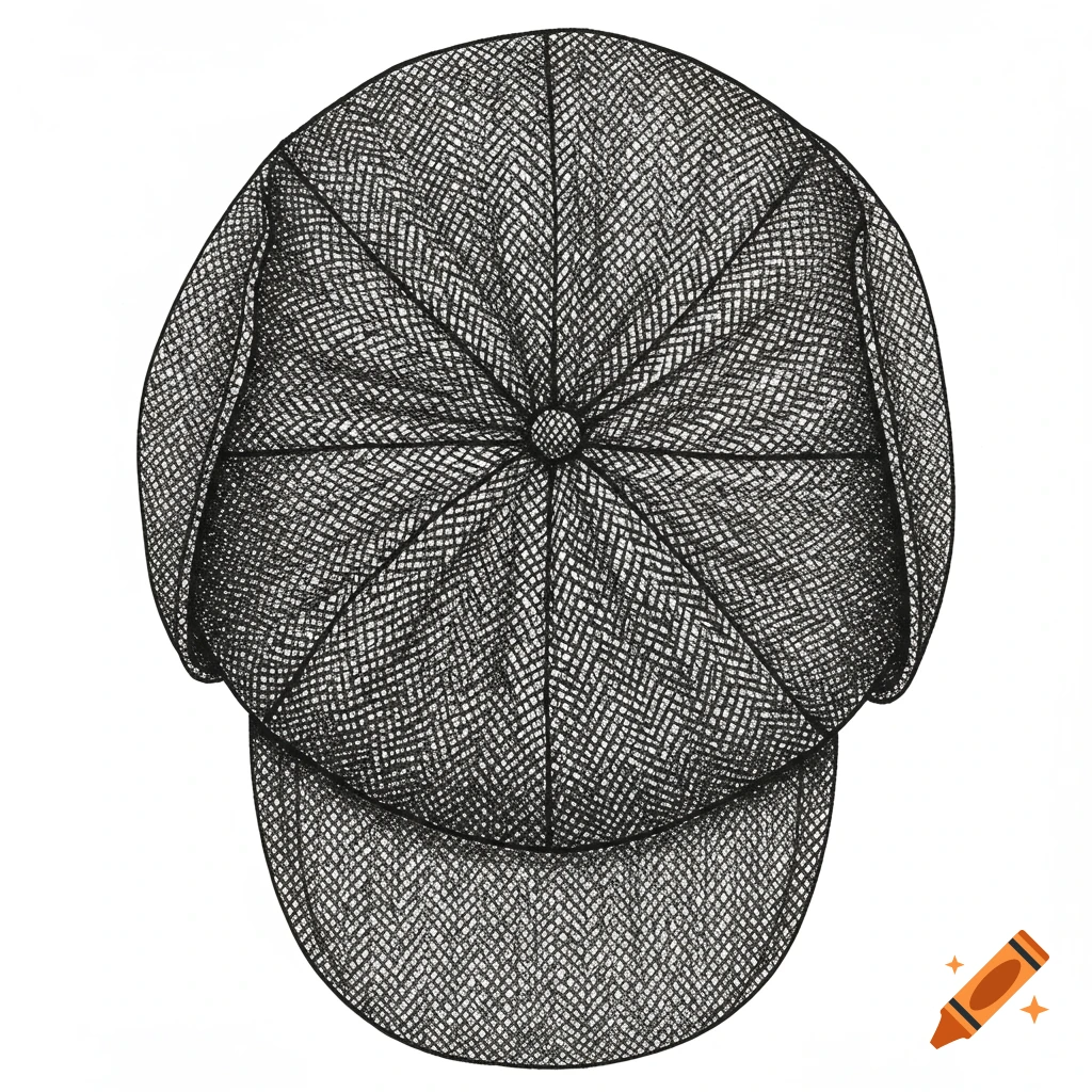 Line drawing of a deerstalker cap seen from above.