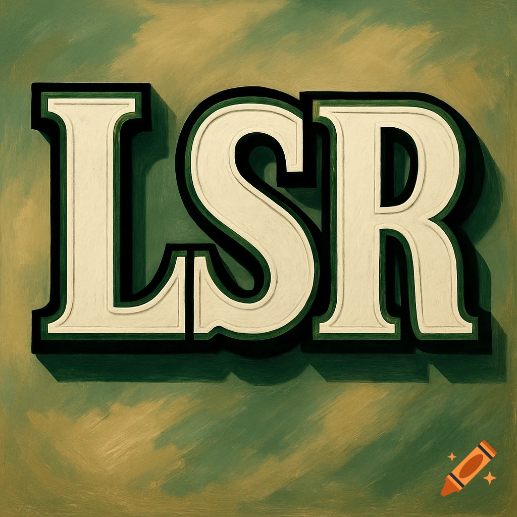 Stylized large letters LSR in a font and color similar to a video game logo.