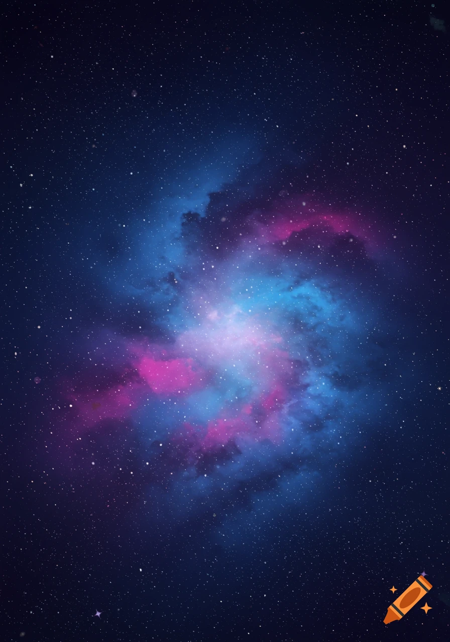 Starry navy background with a colorful nebula