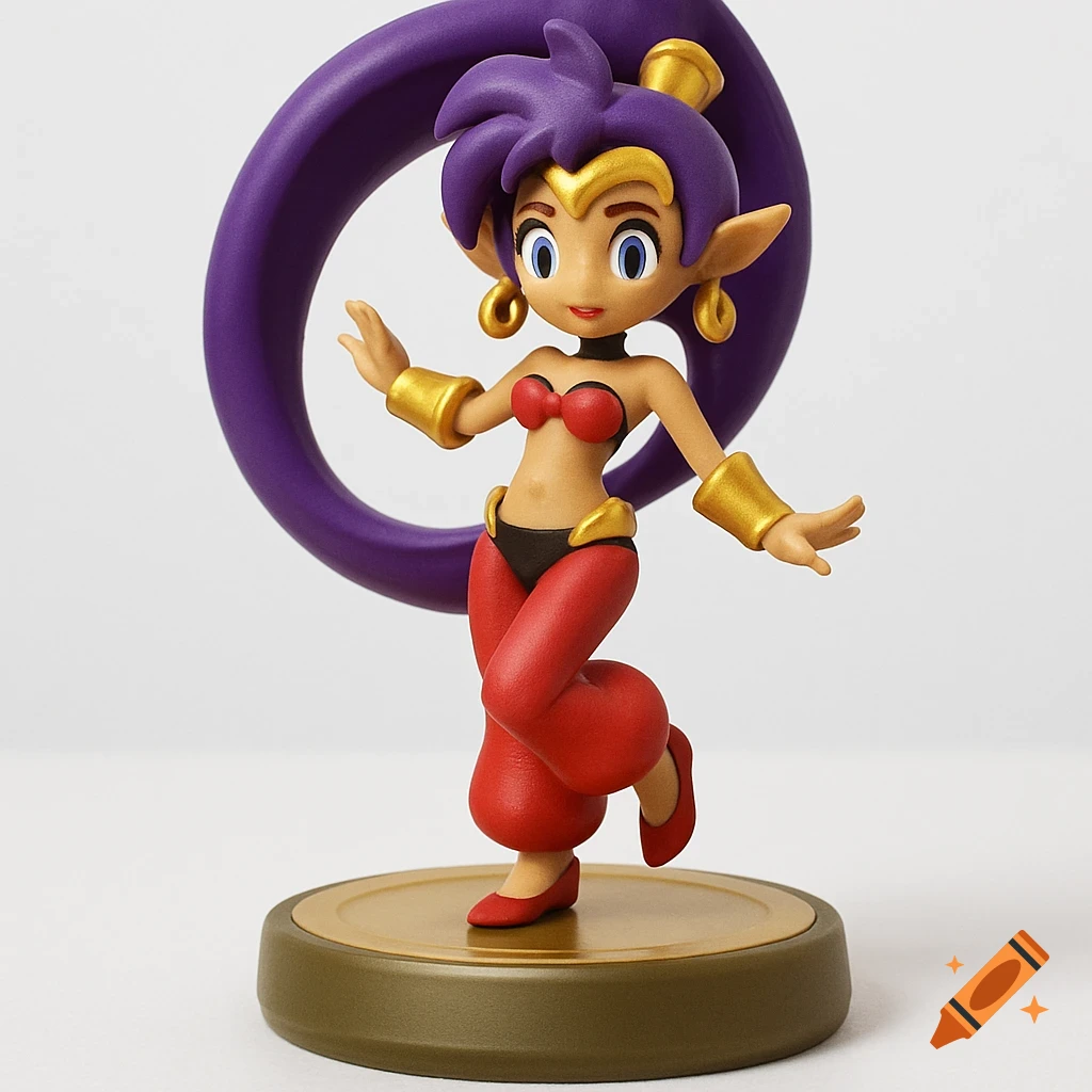 A Shantae amiibo figure standing on its base.
