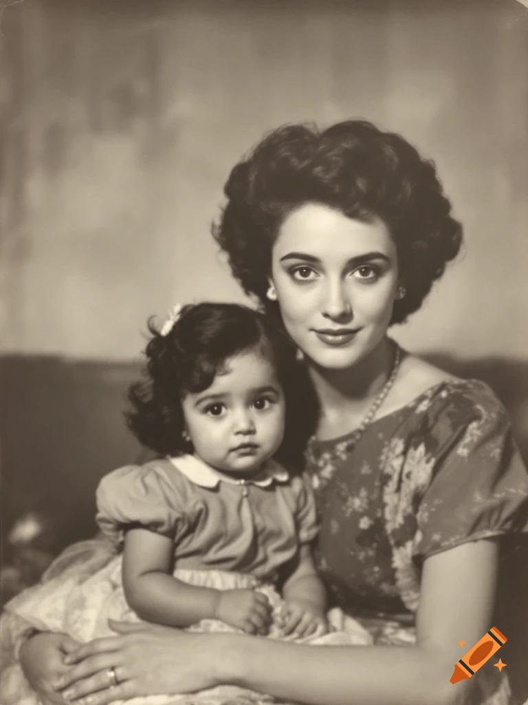 A sepia-toned studio portrait of a woman holding a young child.