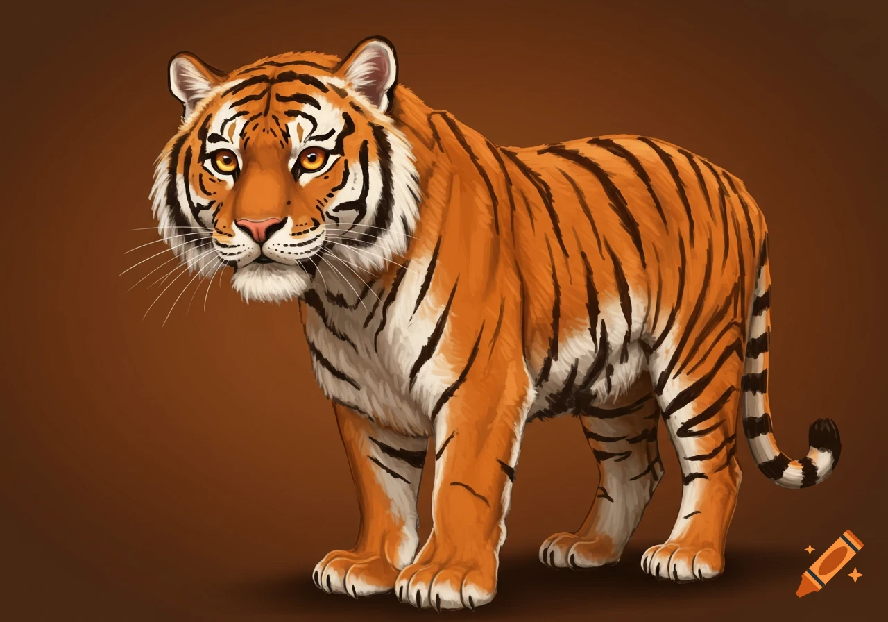 Stylized illustration of a tiger standing
