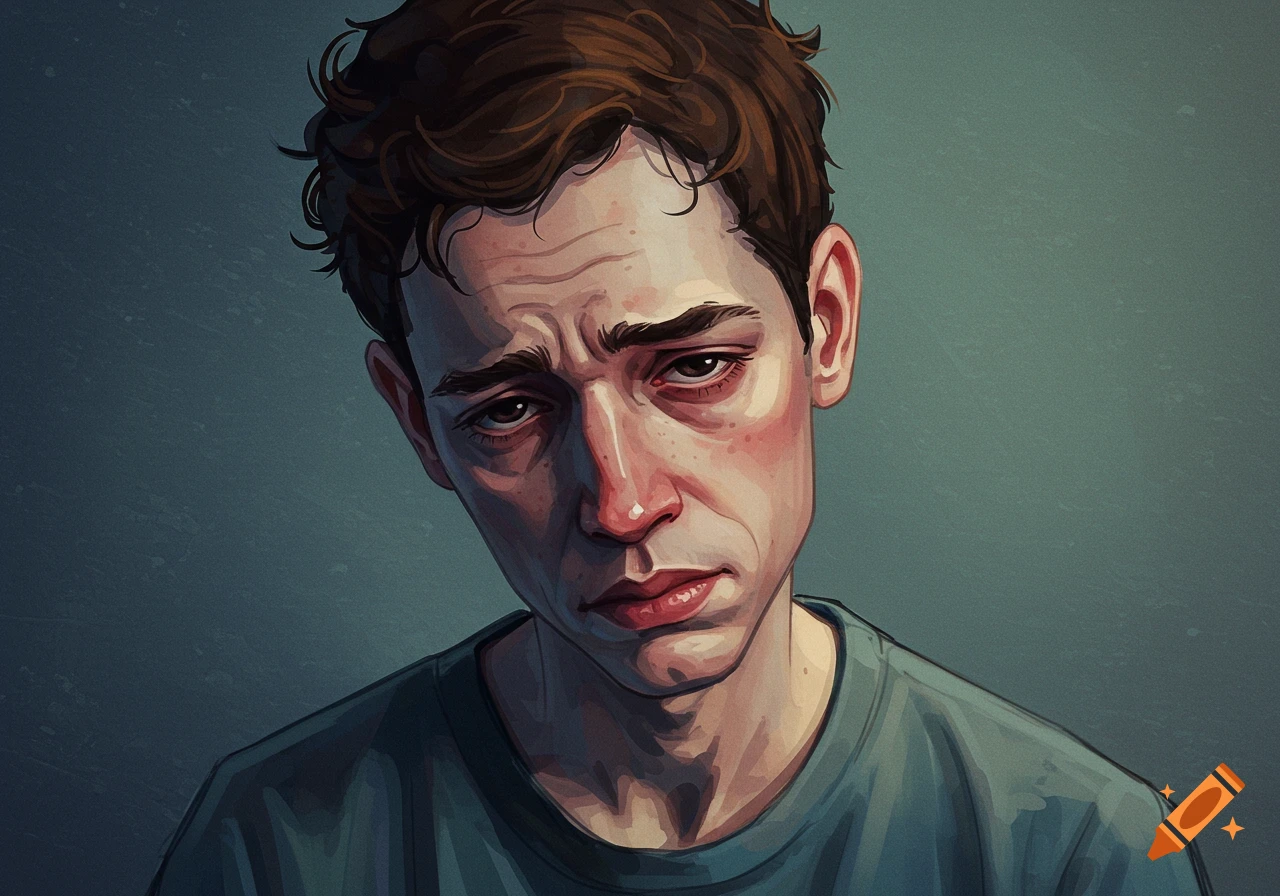 Illustrated portrait of a man looking disappointed