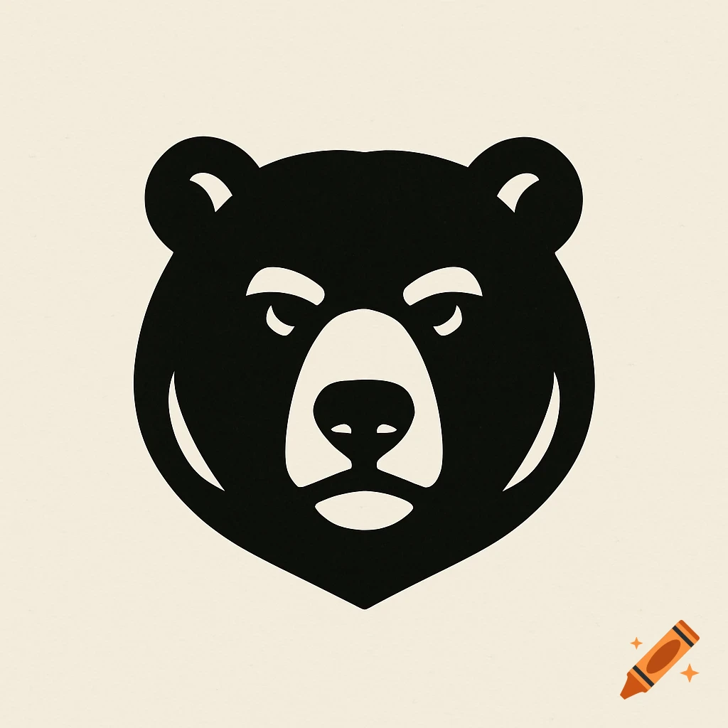 Simple black and white bear head logo