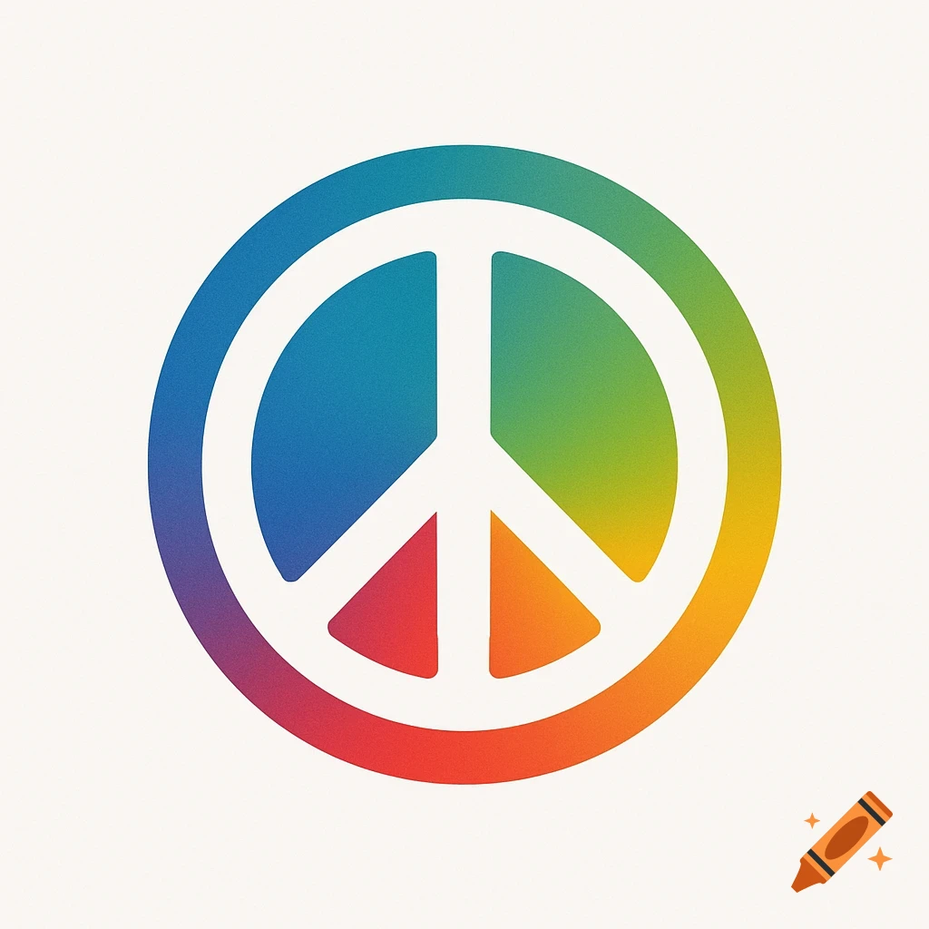 Peace symbol with rainbow gradient