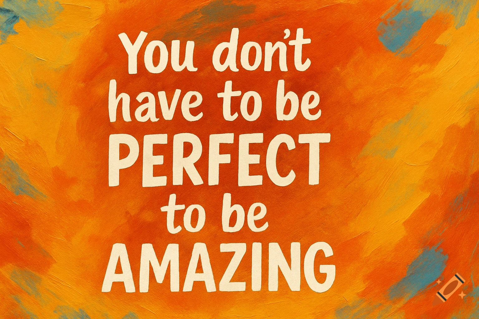 Motivational quote 'You don't have to be PERFECT to be AMAZING' on a textured orange and yellow painted background.