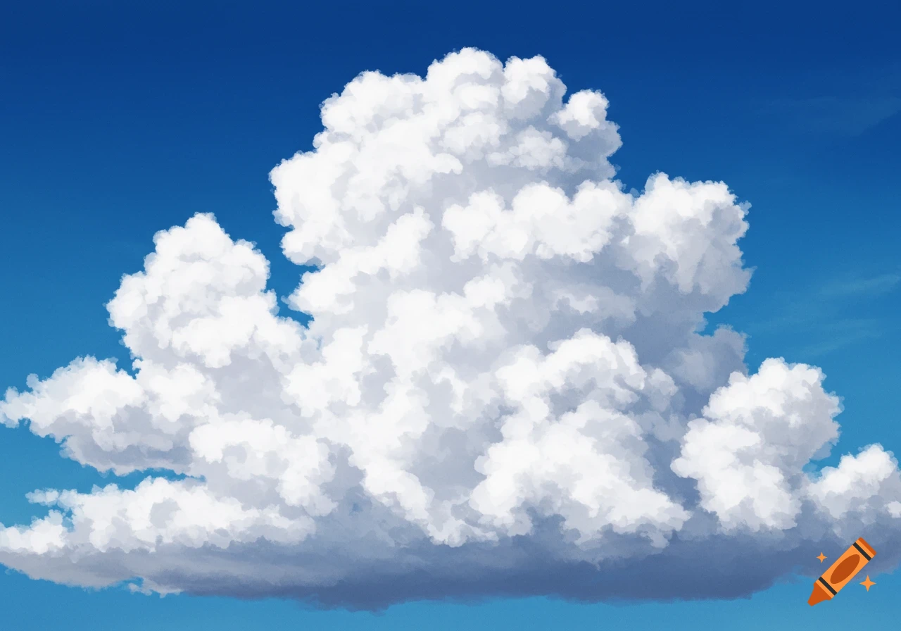 A large, fluffy white cloud in a deep blue sky.
