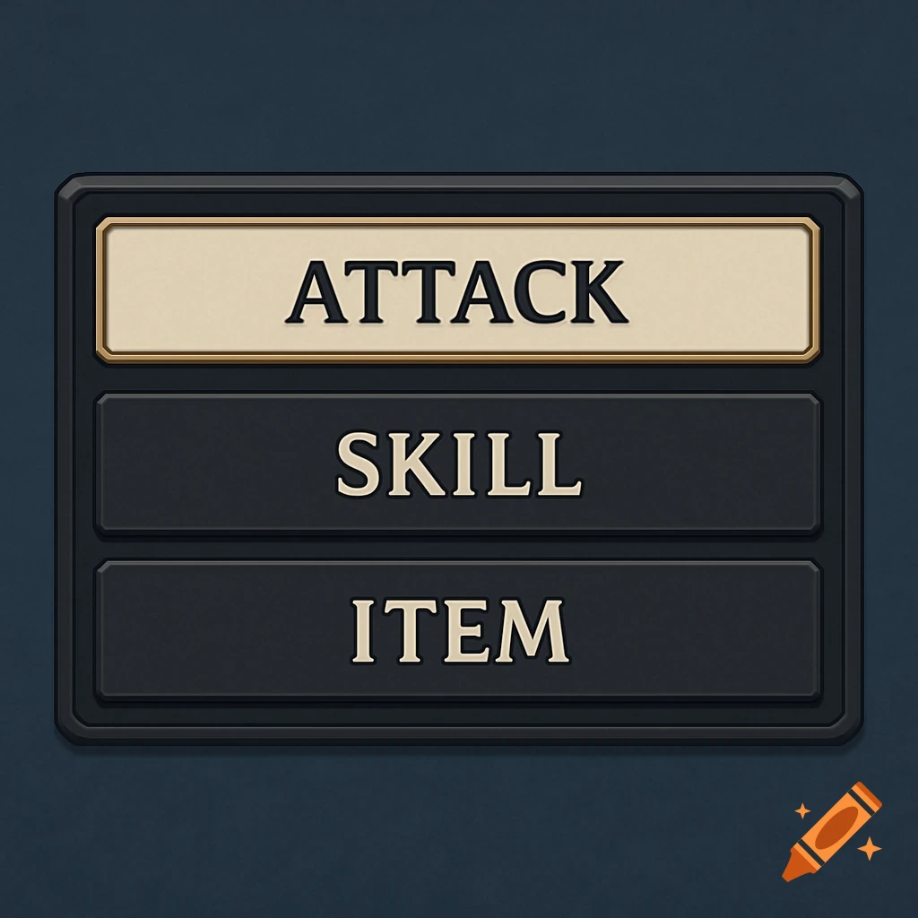 Game menu with options Attack, Skill, and Item