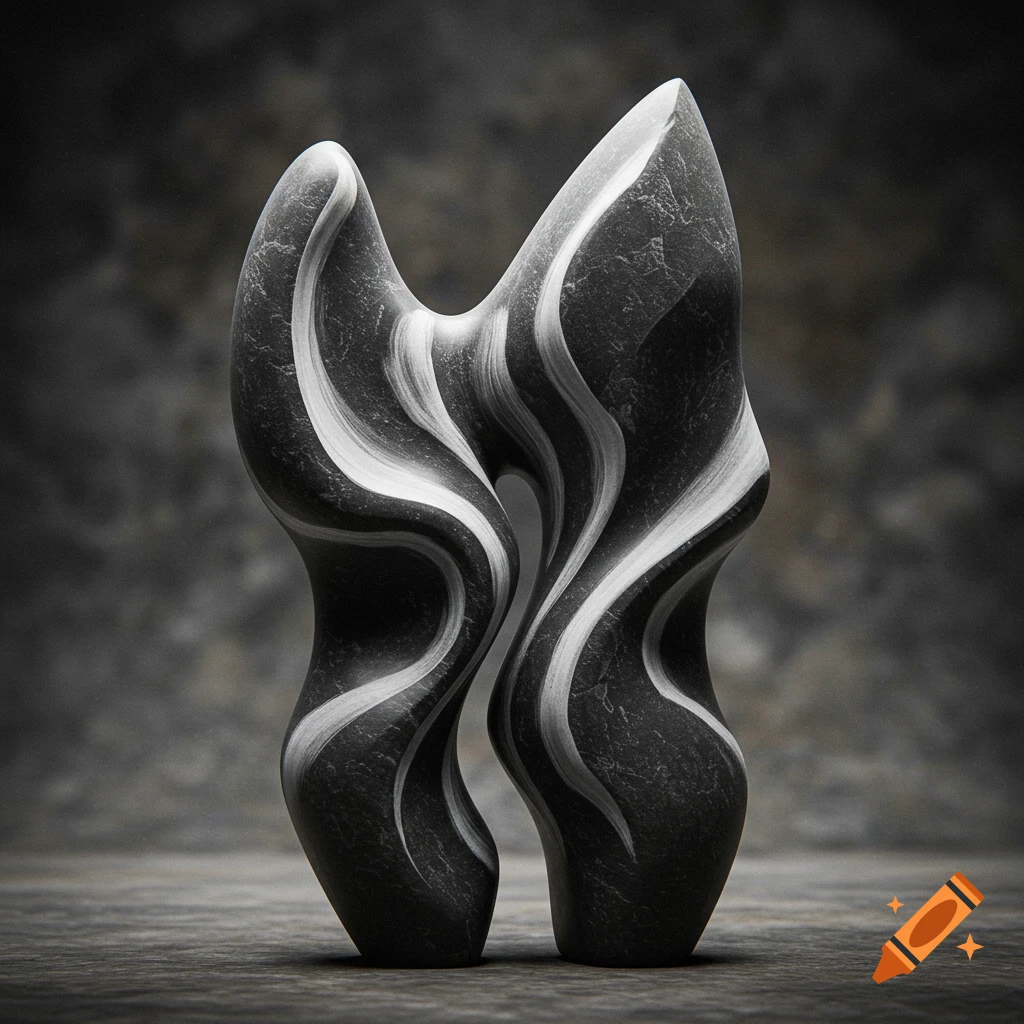 Abstract curvy stone sculpture resembling an award
