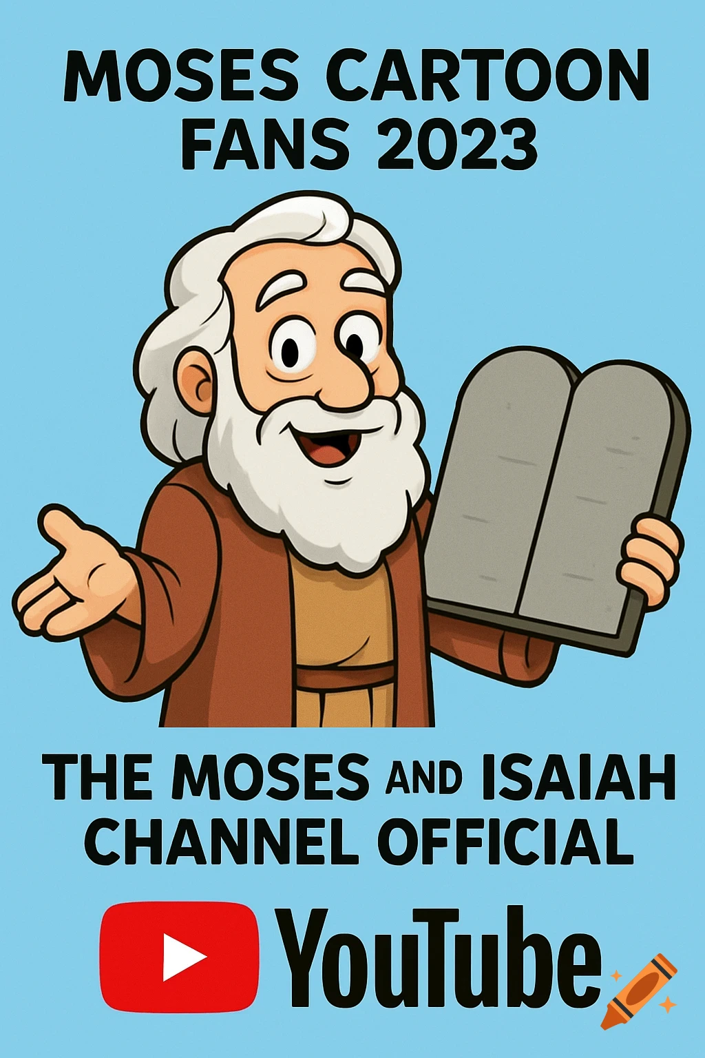 Cartoon of Moses holding tablets with YouTube text