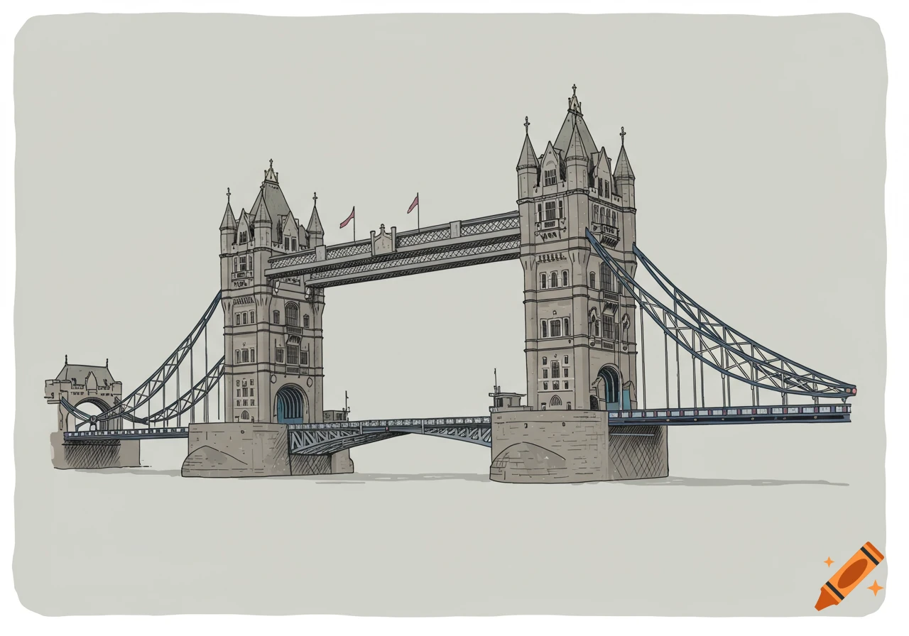 Sketch illustration of London Tower Bridge