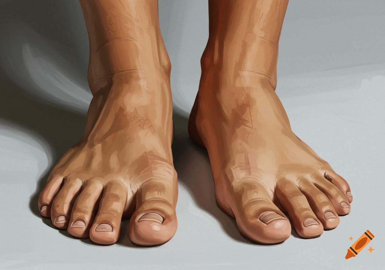 Close-up digital painting of human feet.