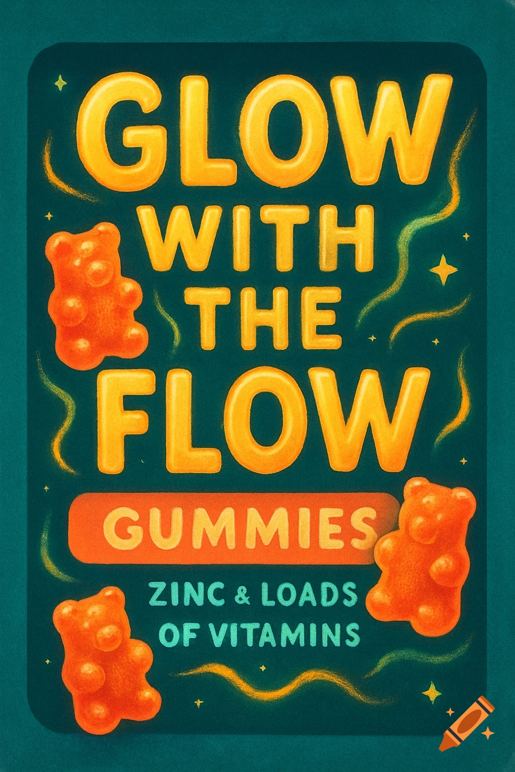 Poster for Glow with the Flow Gummies with gummy bears