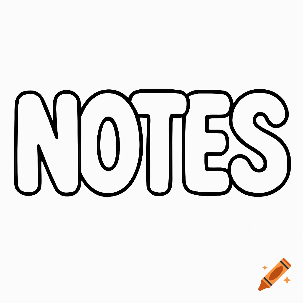 The word 'NOTES' in black and white bubble letters suitable for coloring.