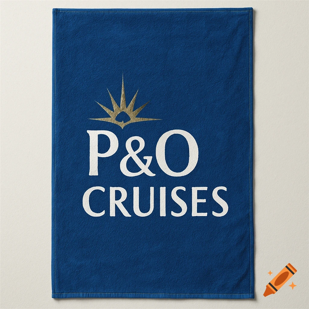 Blue towel with the P&O Cruises logo.