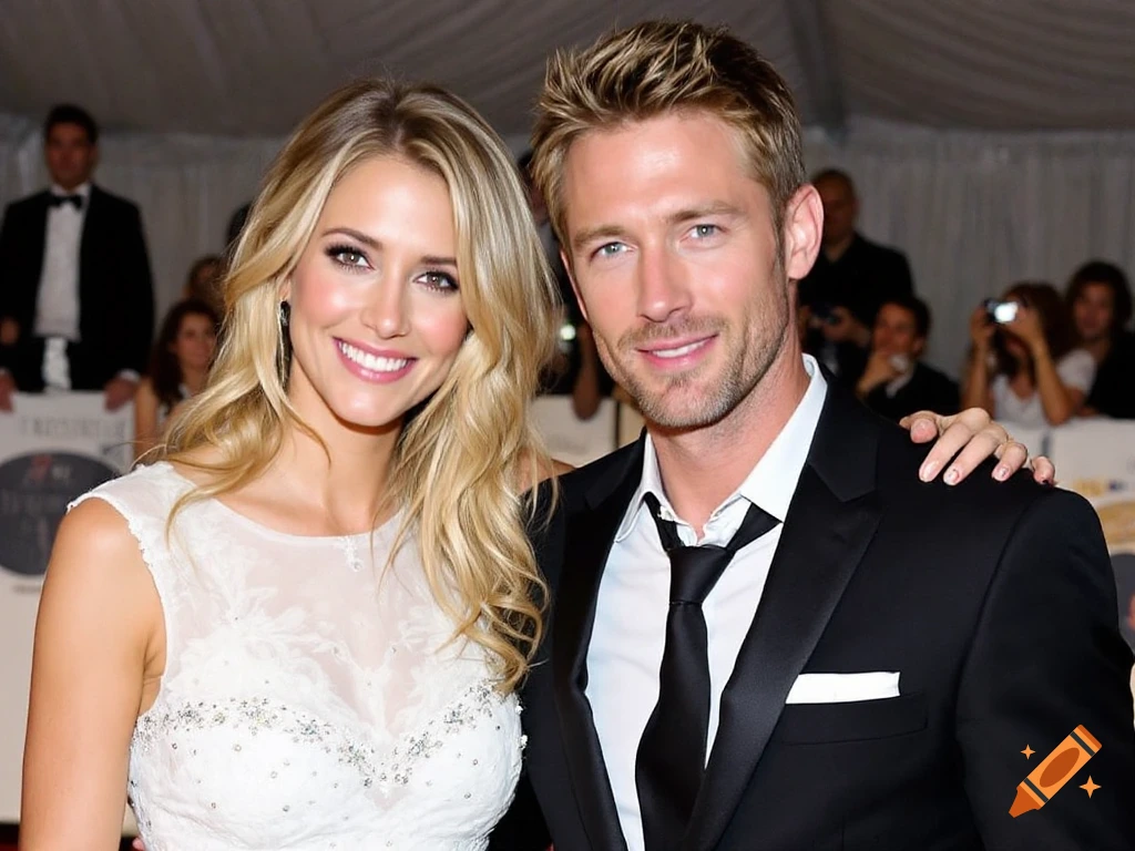 A man and a woman in formal attire smiling at an event.