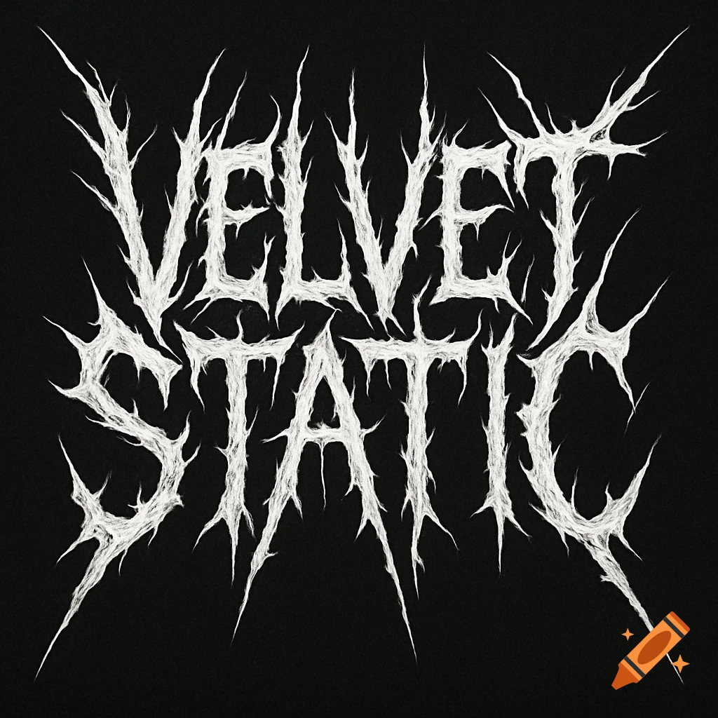 White text in a spiky, stylized death metal font spelling "VELVET STATIC" on a black background.