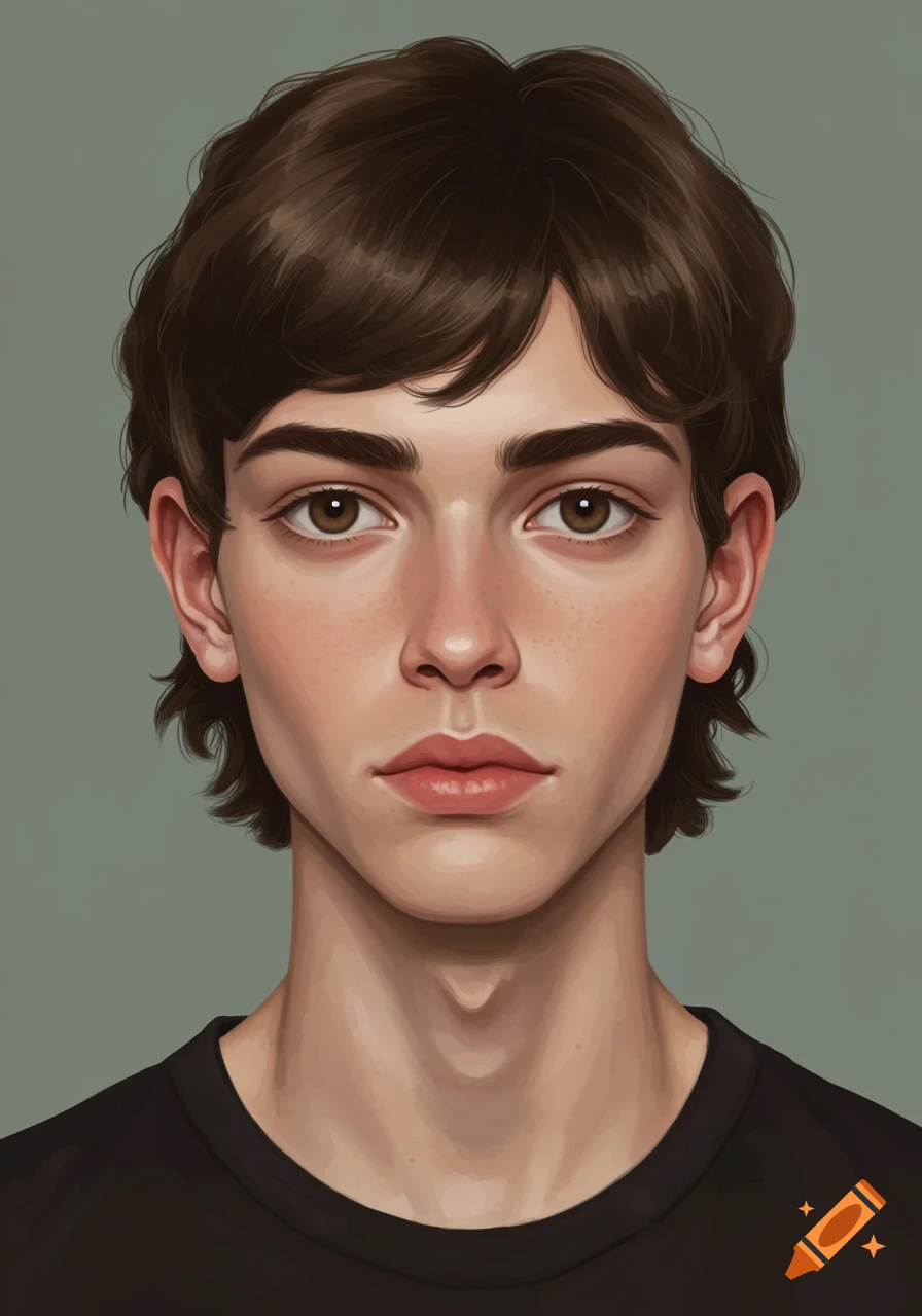 Digital painting portrait of a young male character.
