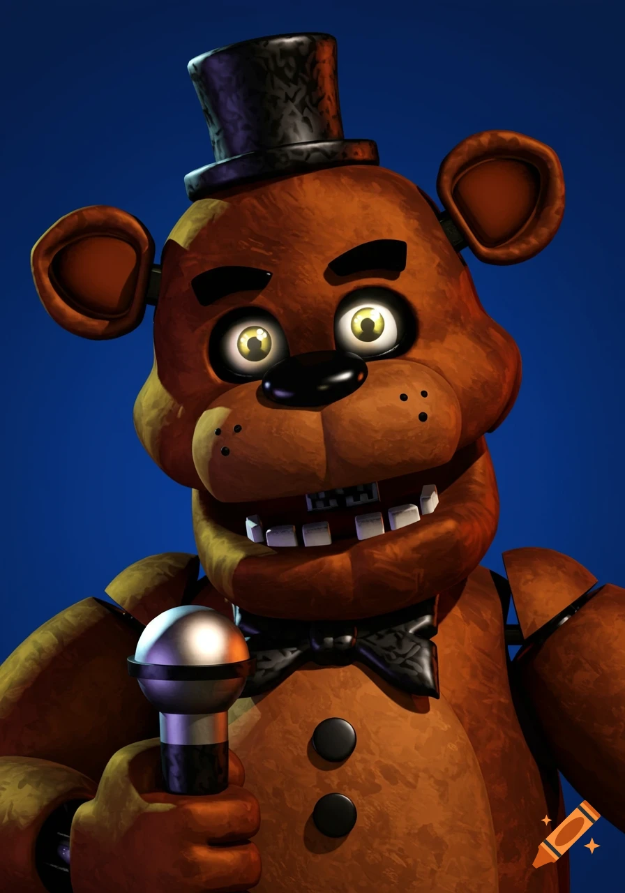 Freddy Fazbear holding a microphone