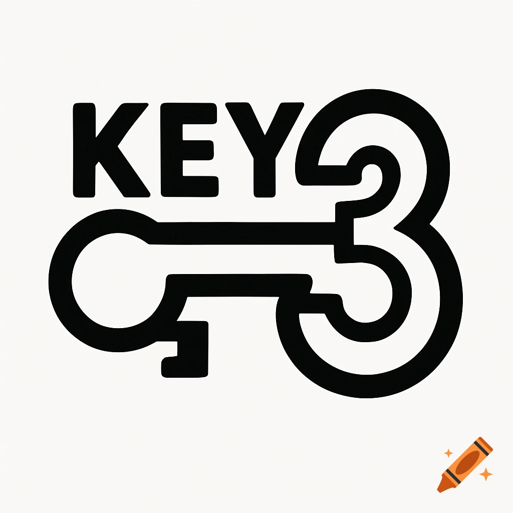 A logo combining the word KEY and the number 3 with a key shape, in ...