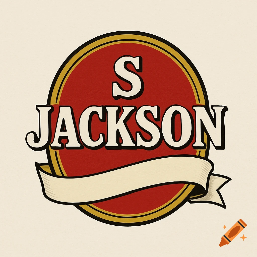 Vintage style beer logo with S Jackson text and banner