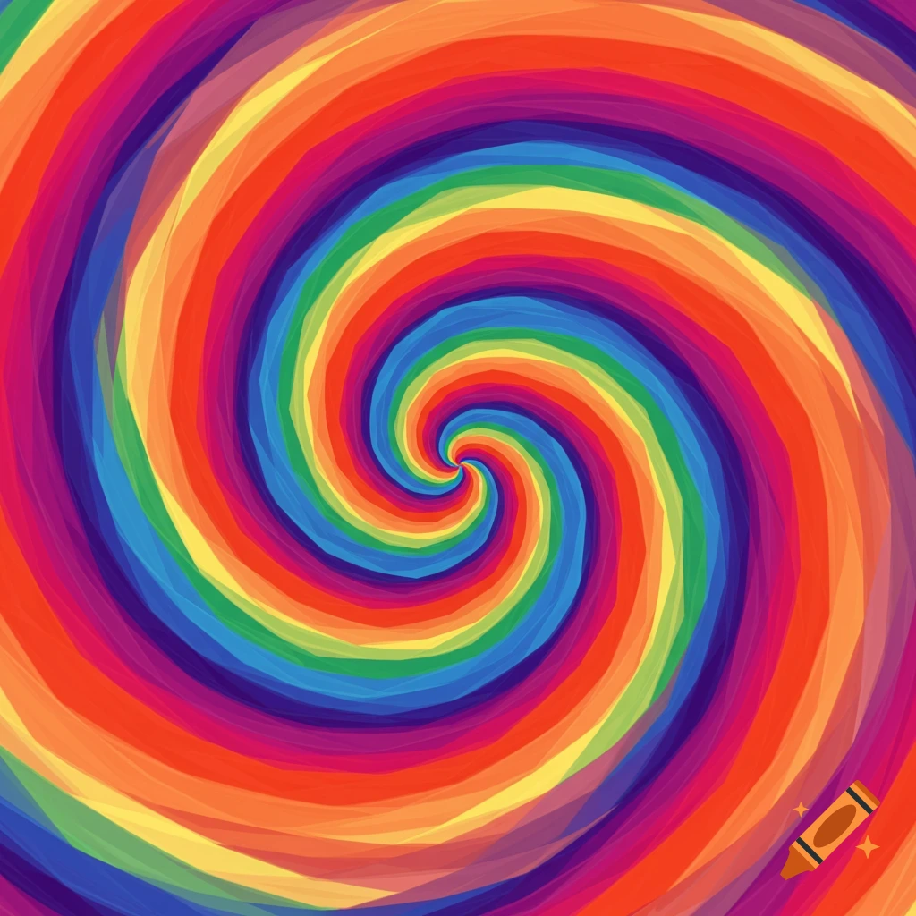 An abstract spiral pattern of rainbow colors.