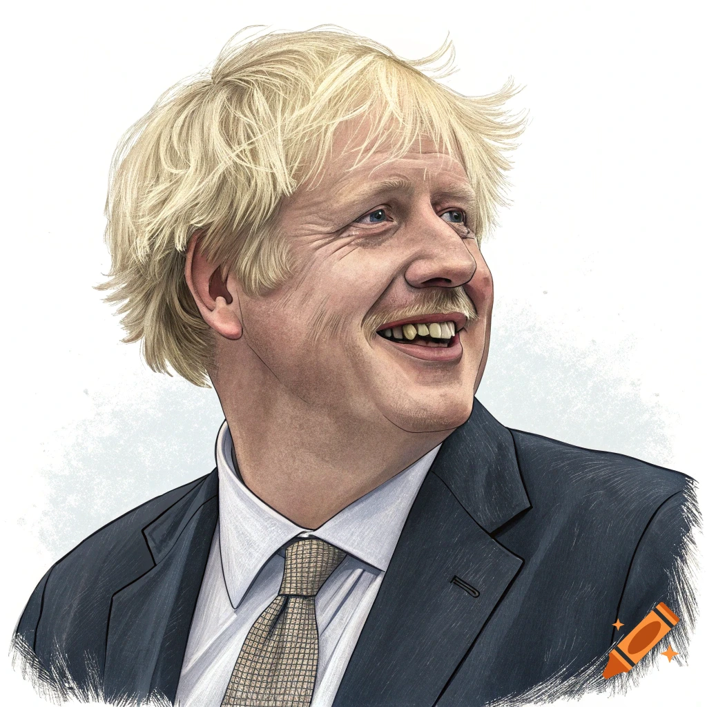 Illustration of Boris Johnson smiling in a suit