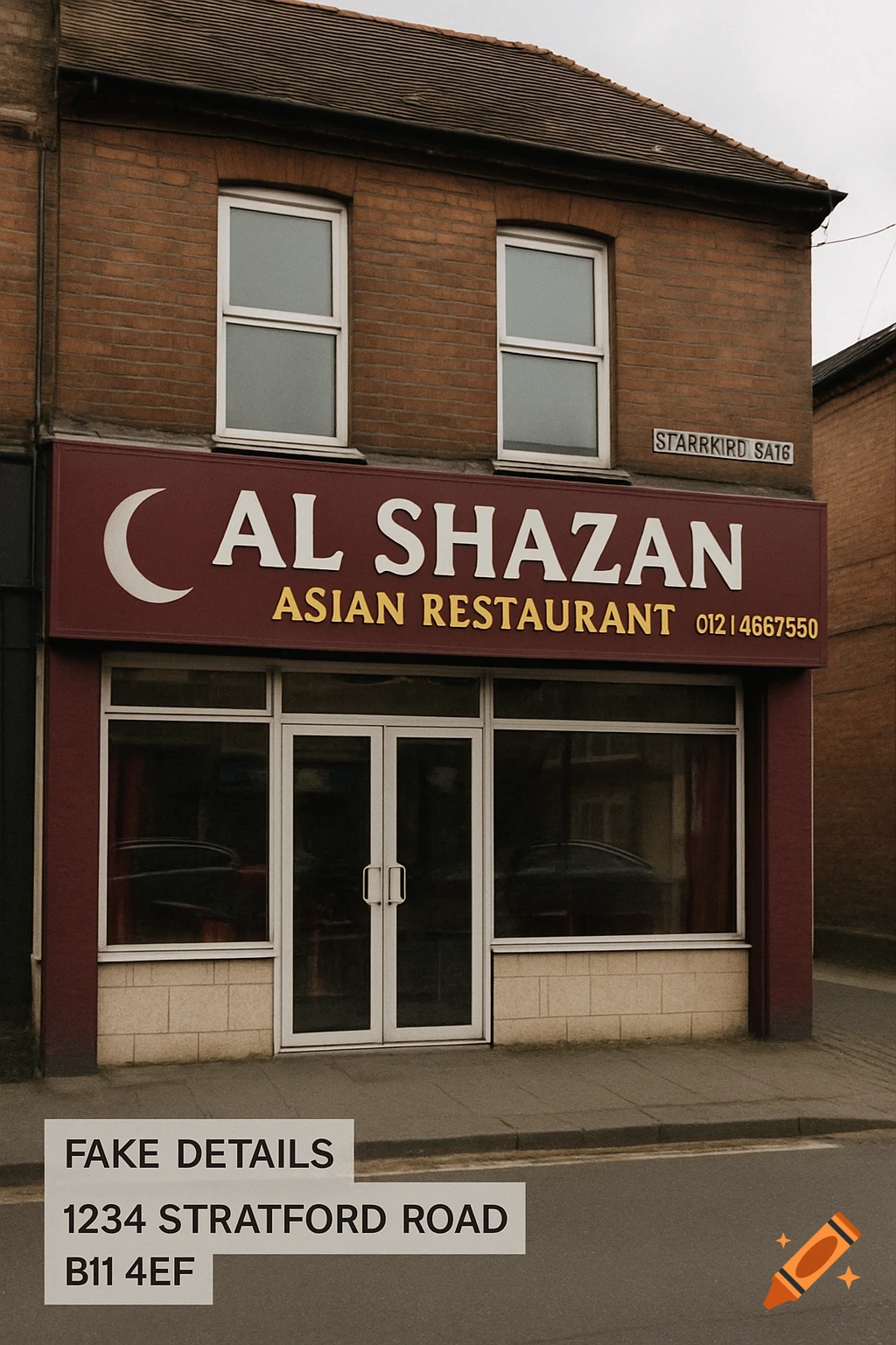 Photorealistic image of a shop called Al Shazan Asian Restaurant.