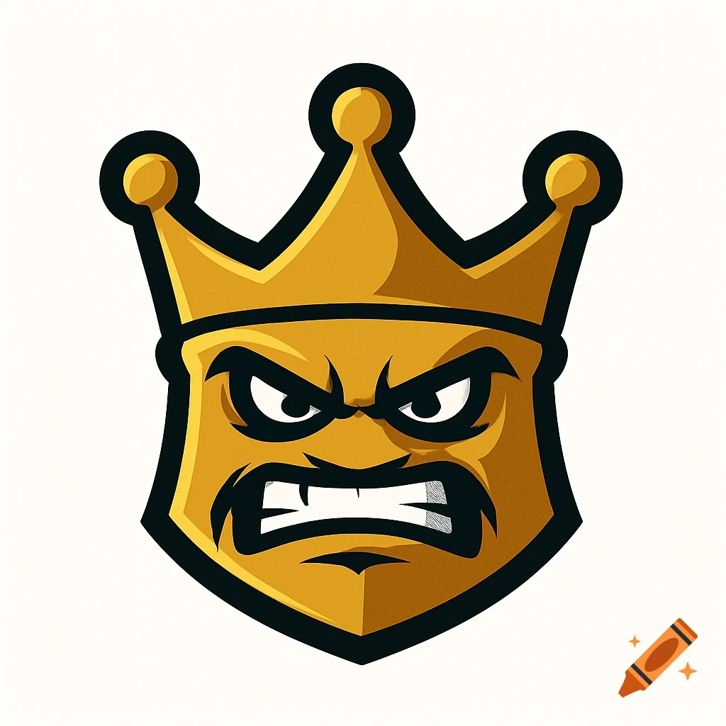 Angry golden crown mascot logo