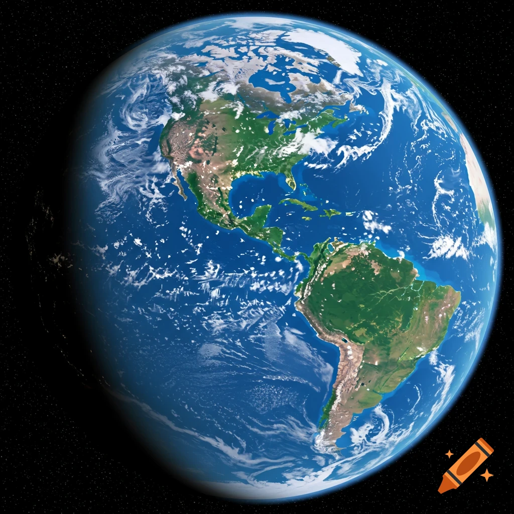 View of Earth from space showing North and South America