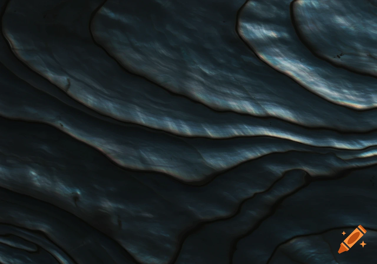 Close-up of dark, wavy, iridescent mother of pearl texture