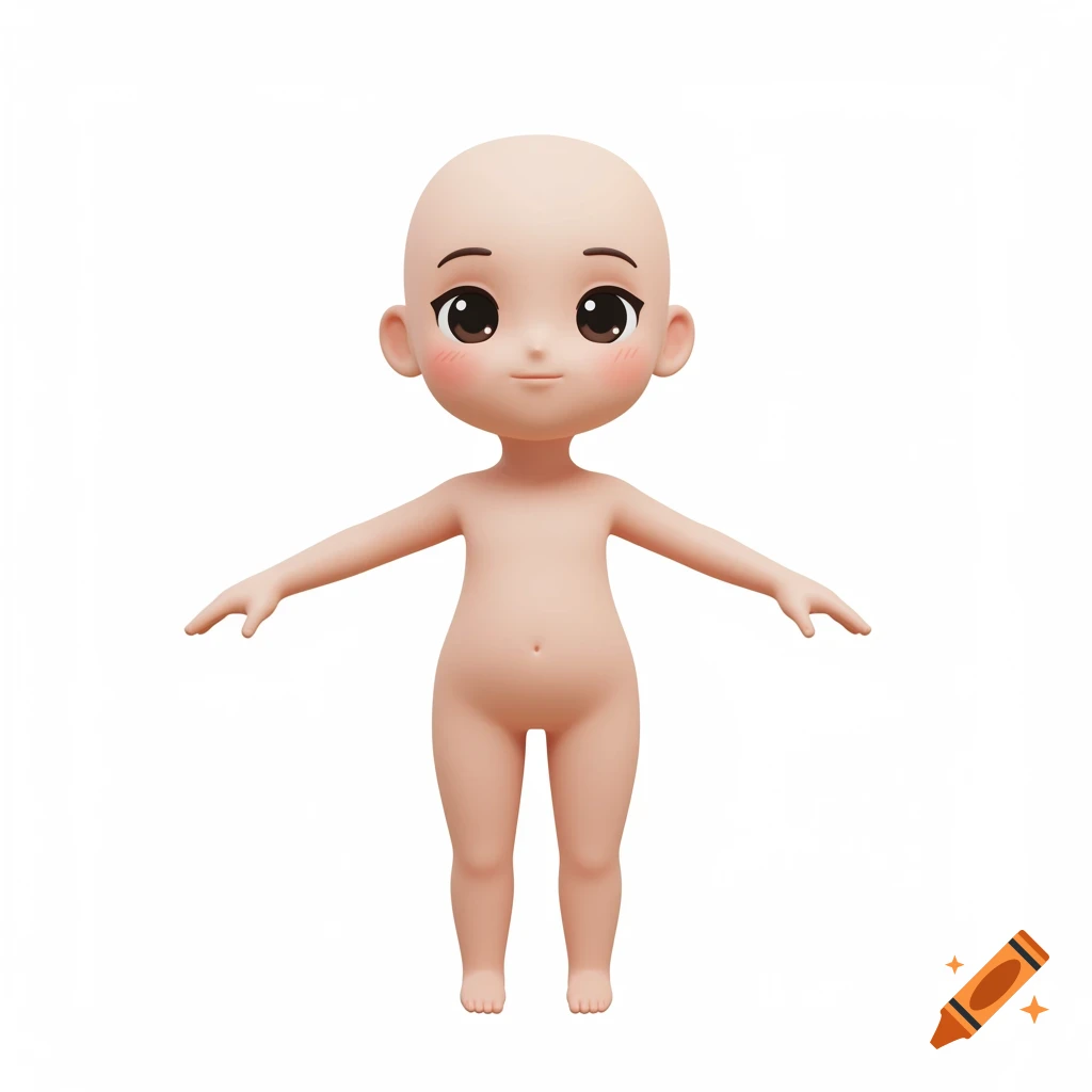3D render of a stylized nude character base model